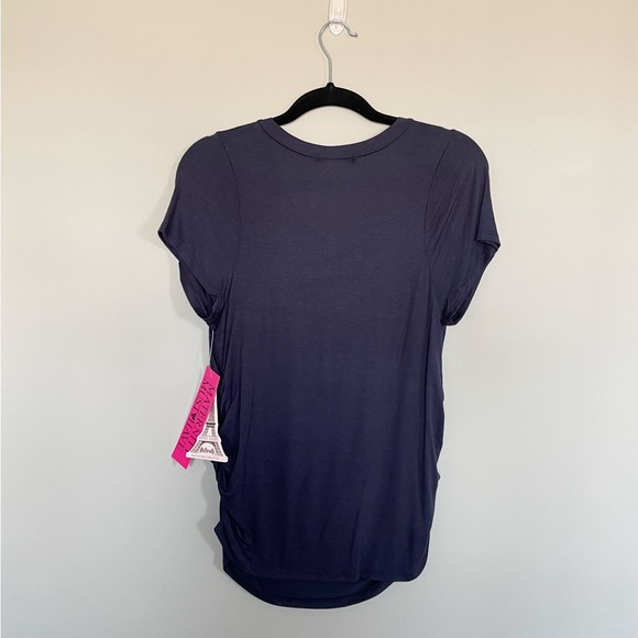 French Pastry Maternity Tee Size Small Blue Graphic #bumplife New With Tags - Picture 3 of 6